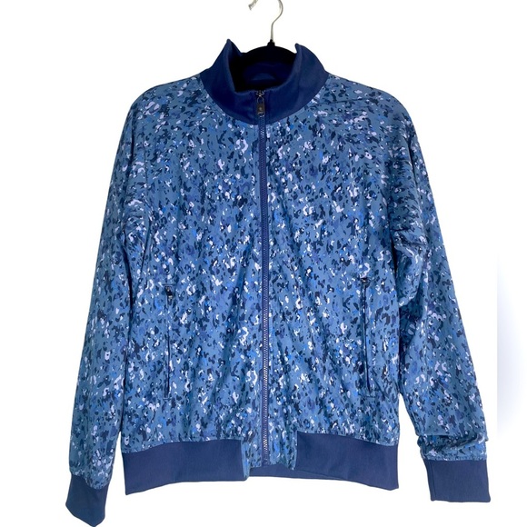Athleta Other - ATHLETA Brooklyn Track Bomber Jacket II Navy Blue Camo Design Women’s M Light